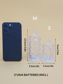 1入組花卉圖案LED無焰蠟燭 - 黃色 - 查看 4