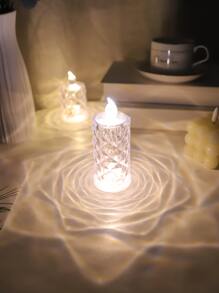 1入組花卉圖案LED無焰蠟燭 - 黃色 - 查看 5