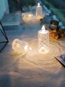 1入組花卉圖案LED無焰蠟燭 - 黃色 - 查看 6