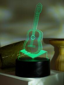 1 pieza Luz nocturna creativa 3D de la serie de instrumentos musicales en monocromo y 7 colores, que incluye guitarra, guitarra eléctrica y saxofón, regalo para amantes de la música - Multicolor - Ver 10