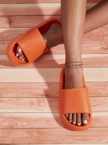 Chanclas banda única minimalista - Naranja - Ver 2