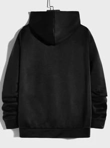 GENTILAND Men Patched Detail Drawstring Hoodie & Sweatpants - Black - View 5