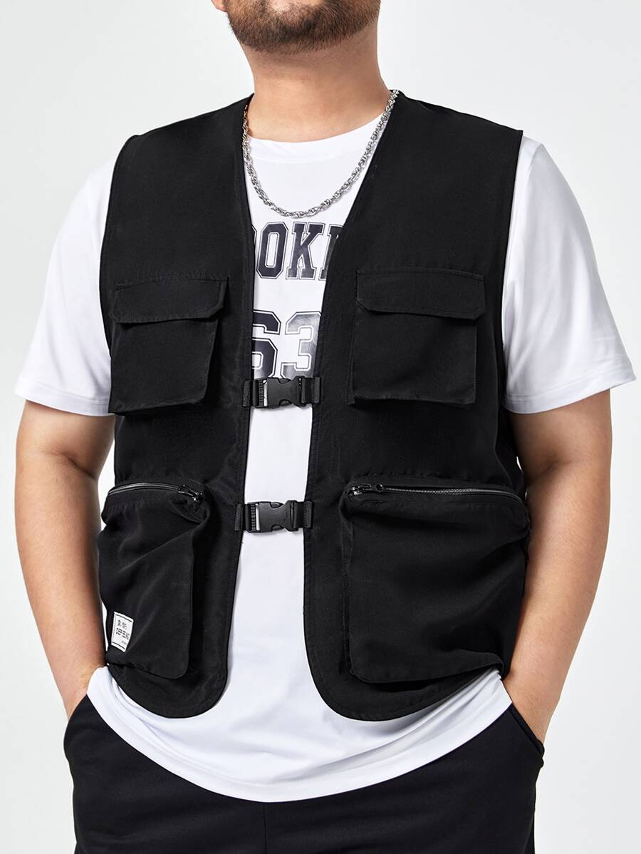 Manfinity Áo khoác Nam Túi Dây kéo màu trơn Giải trí - màu đen - Xem 1