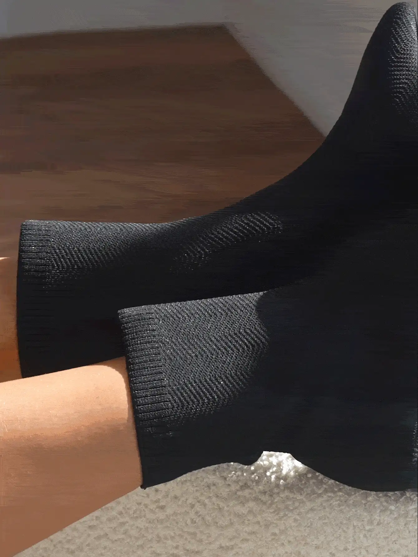 CUCCOO BASICS Women Shoes Fashion Minimalist Black Chunky Heeled Stretch Boots Vacation Shoes Summer - Black - View 3