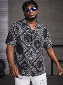 Manfinity VCAY 男士佩斯利和絲巾圖案襯衫