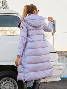 ZIAI Áo khoác có mũ trùm đầu có chi tiết vá - Màu Lilac Tím - Xem 4