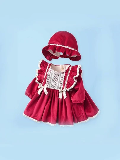 Baby Girls' Stylish One Year Old Birthday Party Dress, Autumn And Winter Princess Dress