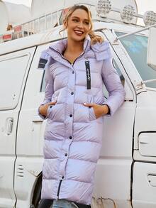 ZIAI Áo khoác có mũ trùm đầu có chi tiết vá - Màu Lilac Tím - Xem 5