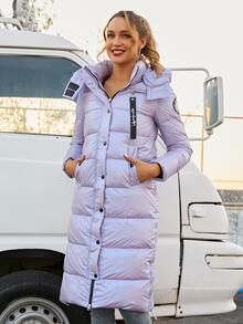 ZIAI Áo khoác có mũ trùm đầu có chi tiết vá - Màu Lilac Tím - Xem 7