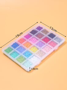 彩虹色種子珠字母及心形珠子24格儲物盒,附2卷彈性繩以供diy項目和禮物使用 - 彩色 - 查看 4