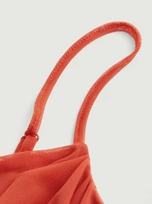 SHEIN MOD Ruched Mesh Cami Bodycon Dress - Burnt Orange - View 4