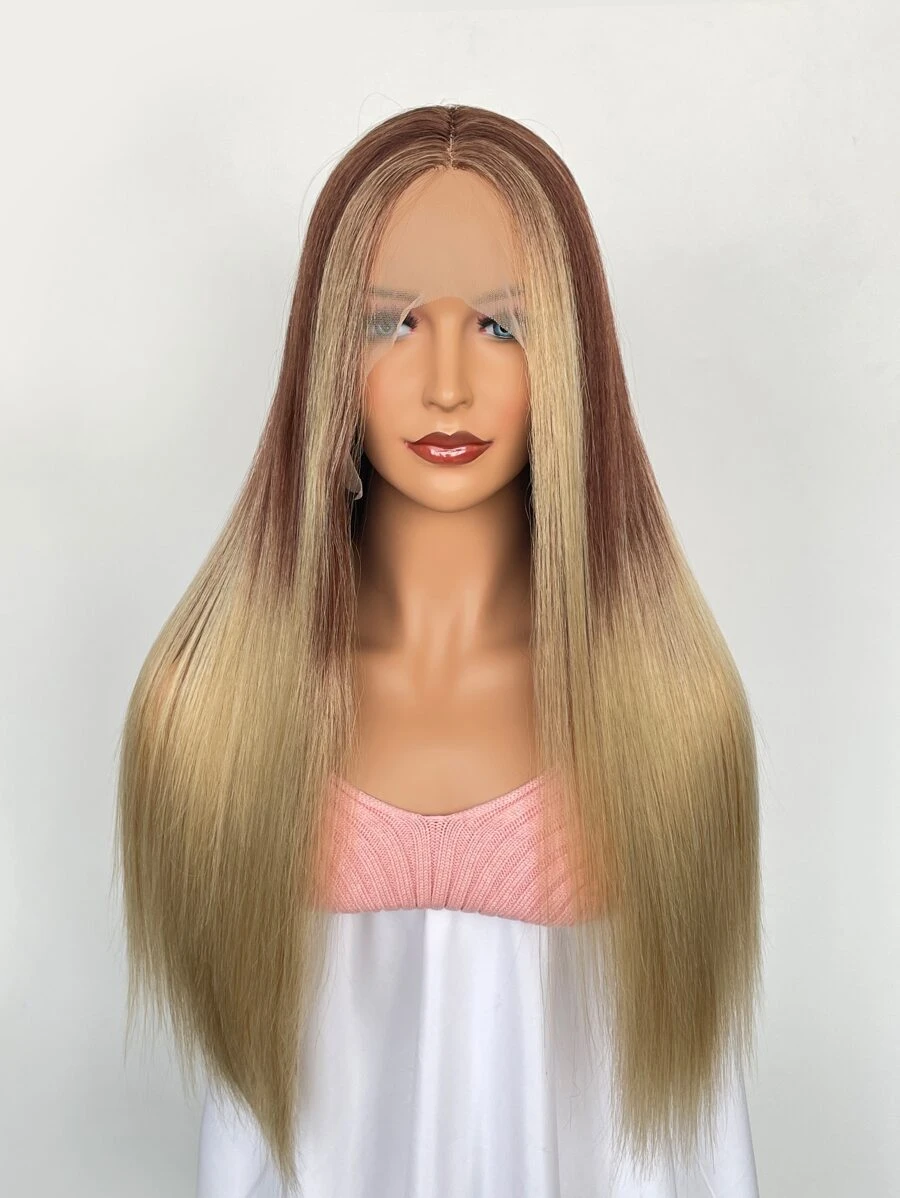 13*4*1 T型花邊長款直筒人造假髮 - 彩色 - 查看 1