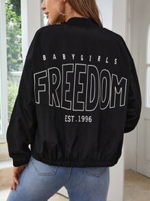 Muchica Zip Up Drop Shoulder Bomber Jacket In Fall/Winter - Black - View 1