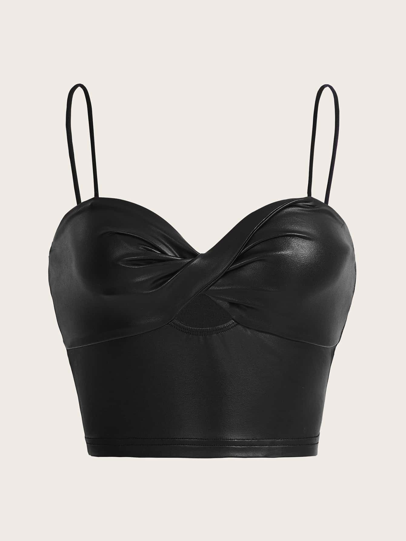 SHEIN ICON Top de tirantes girante delantero PU