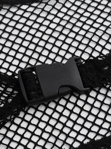 SHEIN ICON Top súper corto de malla transparente con cami - Negro - Ver 3