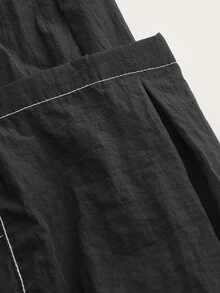 SHEIN ICON Drawstring Side Dual Pocket Cargo Skirt - Black - View 3