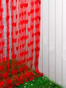 1pc Heart Pattern Door Curtain - Red - View 5