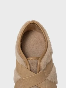 Cross Strap Fluffy Flats - Apricot - View 3