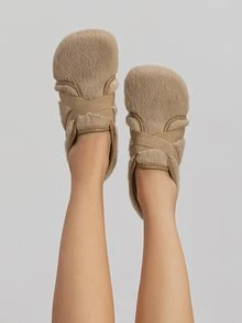 Cross Strap Fluffy Flats - Apricot - View 4