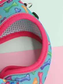Supet 1 Conjunto Estampa De Osso Peitoral E Alça De Volta Com Guia Para Cachorros Pequenos, Adequado Para Caminhadas Ao Ar Livre