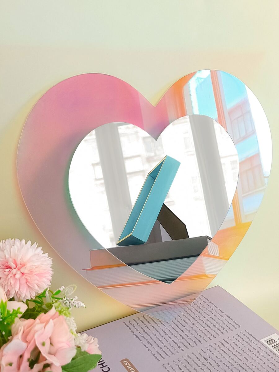 1pc Heart Design Decorative Mirror - Multicolor - View 1
