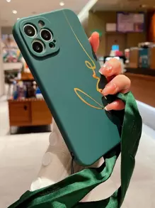 Funda para móvil con estampado de letra con con tira - Verde - Ver 1