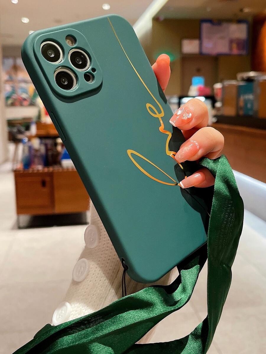 Funda para móvil con estampado de letra con con tira - Verde - Ver 1