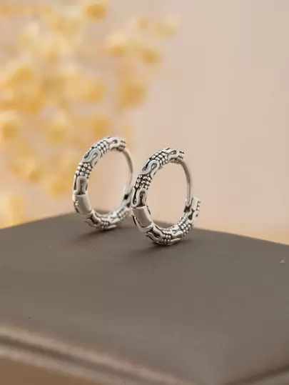 紋理質感圓耳環