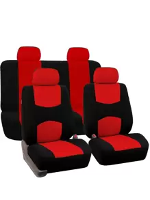 Red Fabric Car Seat Cover 9pcs/Set For 5-Seater - Multicolor - View 1