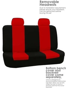 Red Fabric Car Seat Cover 9pcs/Set For 5-Seater - Multicolor - View 3