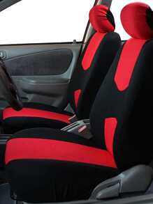 Red Fabric Car Seat Cover 9pcs/Set For 5-Seater - Multicolor - View 5