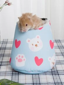 1pc Cartoon Bear & Heart Pattern Pet Bed - Multicolor - View 1