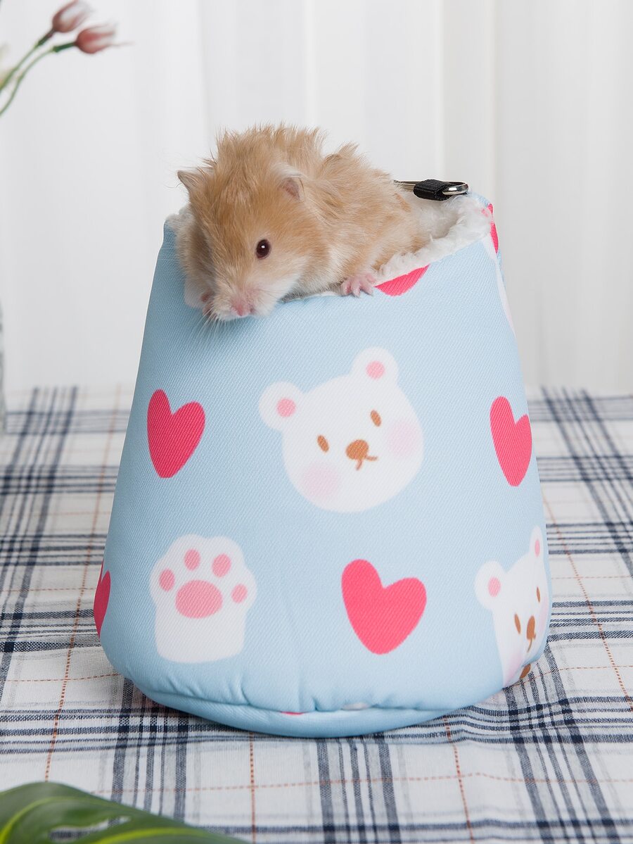 1pc Cartoon Bear & Heart Pattern Pet Bed - Multicolor - View 1