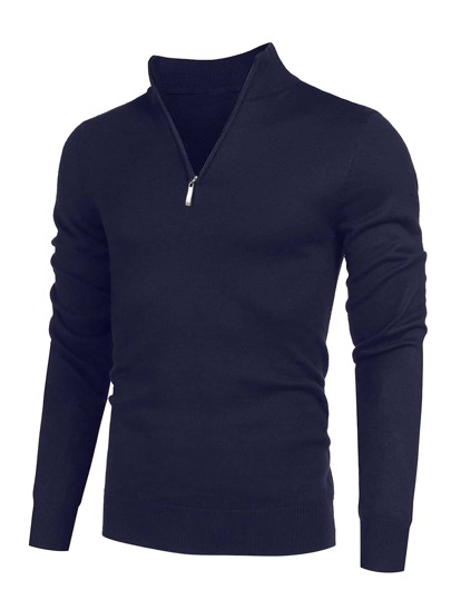 Hombres Jersey unicolor cuello alzado