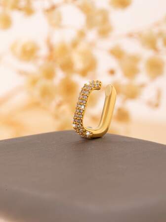 1入組方晶鋯石裝飾耳夾