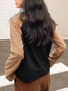 DAZY Letter Graphic Raglan Sleeve Tee - Multicolor - View 2