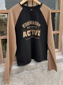 DAZY Letter Graphic Raglan Sleeve Tee - Multicolor - View 3