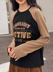 DAZY Letter Graphic Raglan Sleeve Tee - Multicolor - View 11