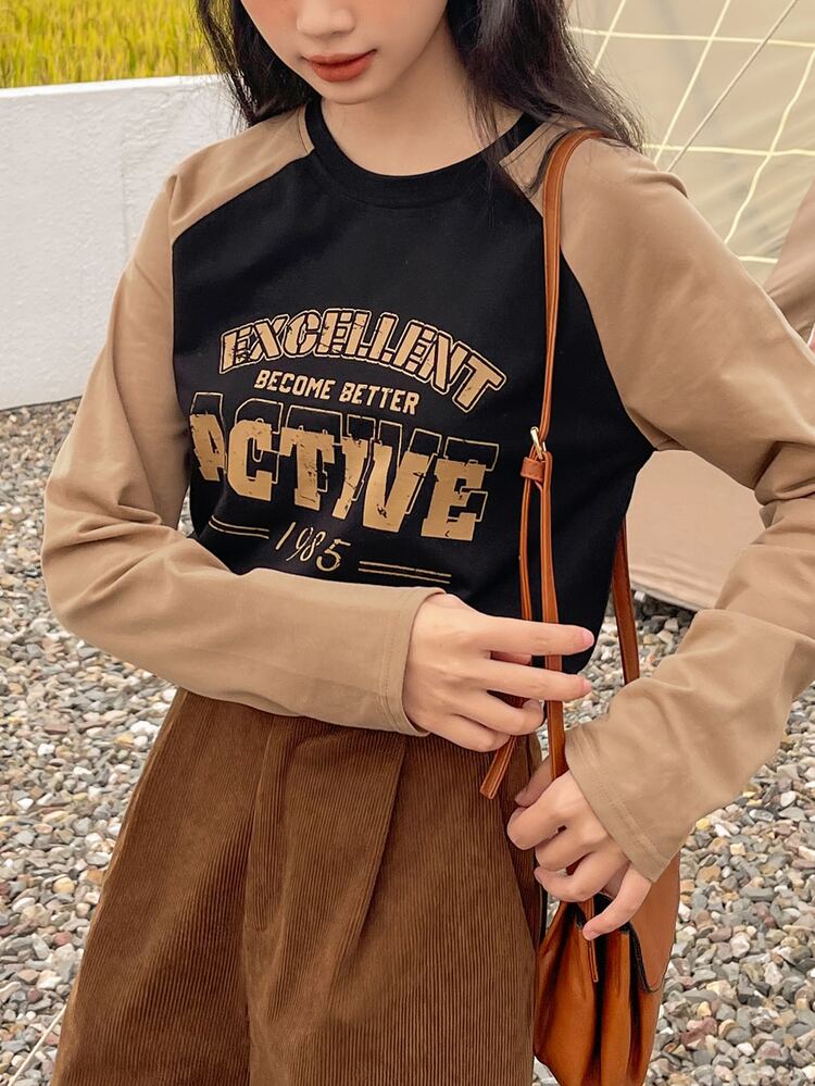 DAZY Letter Graphic Raglan Sleeve Tee - Multicolor - View 10