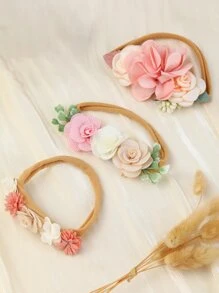 Bebé 3 piezas Banda cabello con diseño de flor - Multicolor - Ver 4