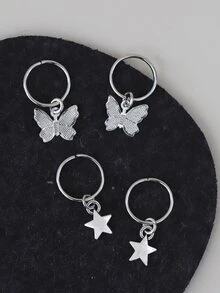 20入組小女童蝴蝶墜飾電話線髮圈