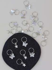 20入組小女童蝴蝶墜飾電話線髮圈