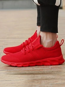DaoLxi Giày thể thao nam siêu nhẹ Giày chạy bộ lưới thoáng khí Giày tập thể dục Giày thường ngày Unisex Giày nữ Giày bệt - Đỏ - Xem 3