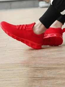 DaoLxi Giày thể thao nam siêu nhẹ Giày chạy bộ lưới thoáng khí Giày tập thể dục Giày thường ngày Unisex Giày nữ Giày bệt - Đỏ - Xem 4