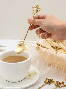 6pcs Star Decor Spoon & 6pcs Fork Set - Gold - View 2