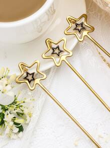 6pcs Star Decor Spoon & 6pcs Fork Set - Gold - View 3