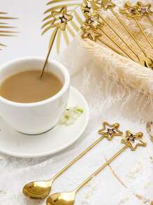 6pcs Star Decor Spoon & 6pcs Fork Set - Gold - View 4