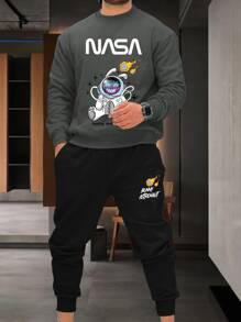 Manfinity Homme Bộ hai mảnh Nam Túi Hoạt hình Lá thư Giải trí - Nhiều màu - Xem 3