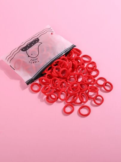 100pcs Toddler Girls Solid Hair Tie