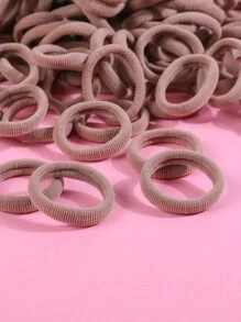 100入組小女童素色髮圈